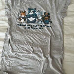 dnd Gray Graphic Tee with Animal Characters